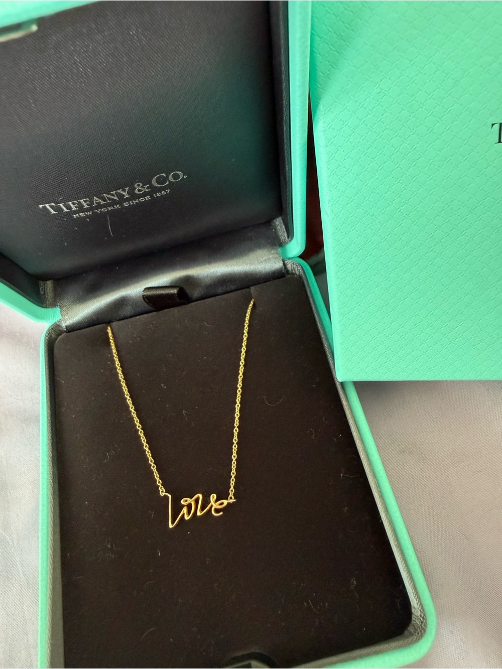 Tiffany & Co. Gold 'Love' Script Necklace -  18 K Gold